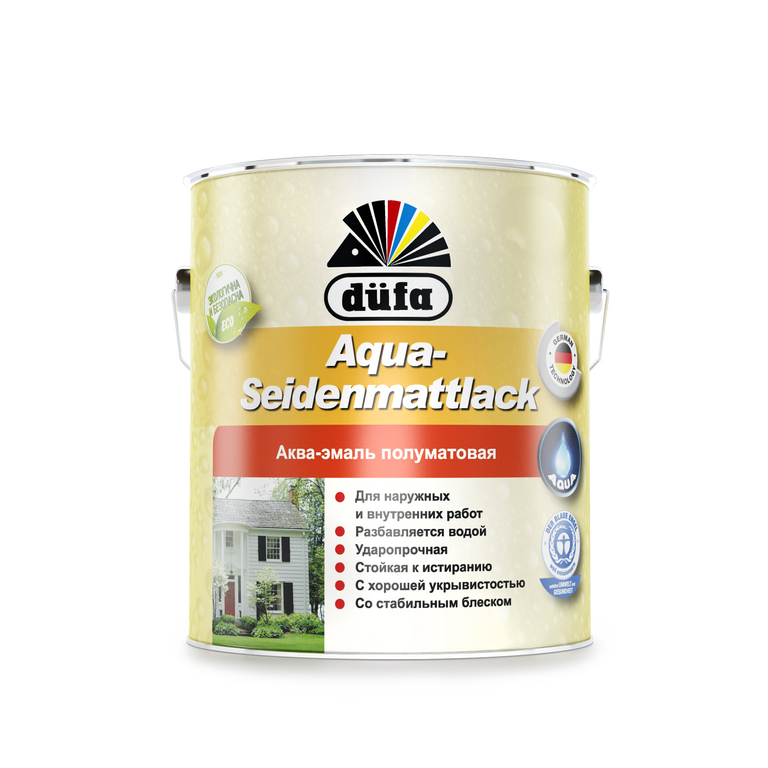 Эмаль düfa AQUA-SEIDENMATTLACK полуматовая белая
